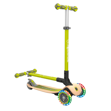 Globber Primo Wood Katlanabilir Işıklı Scooter - Yeşil