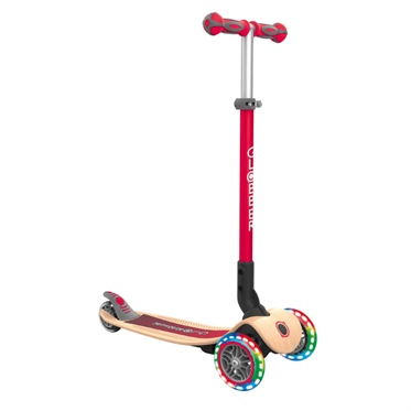 Globber Primo Wood Katlanabilir Işıklı Scooter - Kırmızı