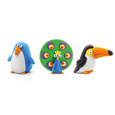 Hey Clay Yaratıcı Kil Seti - Toucan, Penguin, Peacock
