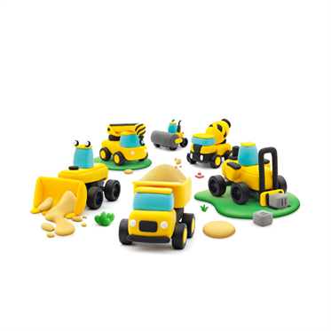 Hey Clay Yaratıcı Kil Seti - Construction Vehicles
