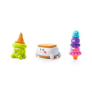 Hey Clay Yaratıcı Kil Seti - Flip Cone, Yeti Sandwich, Scoopanauts