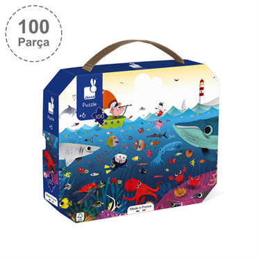 Janod 100 Parça Çantalı Puzzle - Sualtı Dünyası