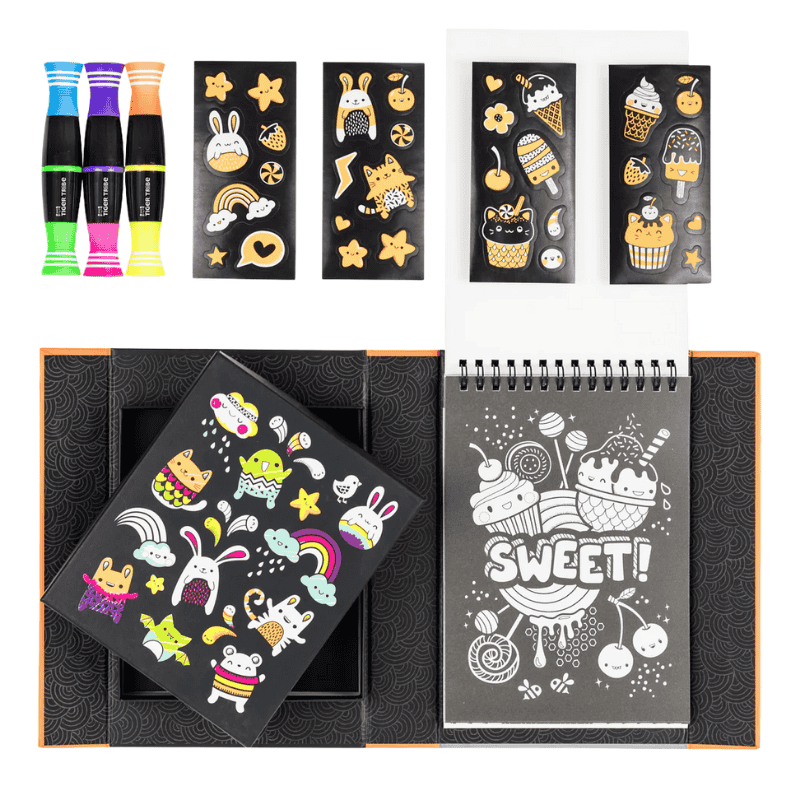 Tiger Tribe Coloring Set - Magical Creatures, Activity Set For Kids, Incl. Stickers & Markers Portable Storage Box, Perfect For Travel, Great Gift