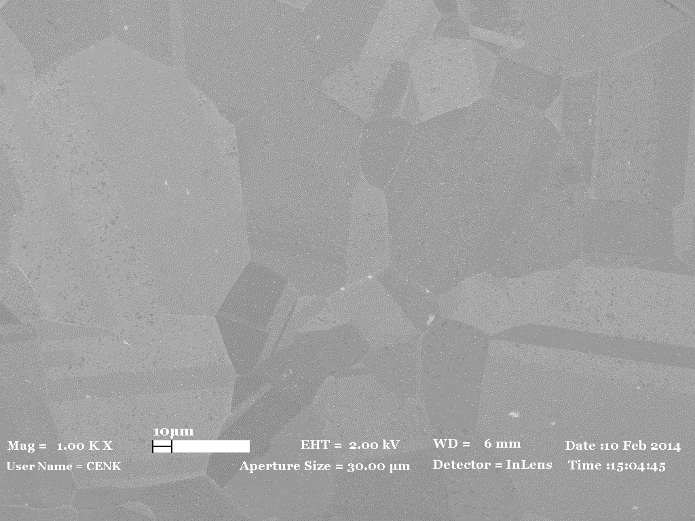 SEM image of graphene film on copper
