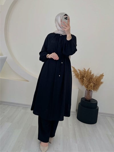 MİHRE TUNİK PANTOLONLU TAKIM SİYAH