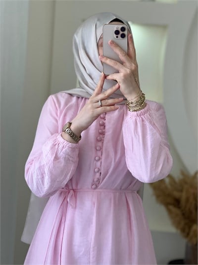 NAZLI ELBİSE  PEMBE