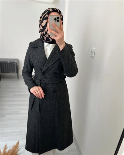 TRENÇ MODEL KAŞE KABAN SİYAH
