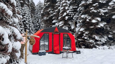 🔴 SKY Şişme Çadır 12.5 m² | 8-10 Kişilik | 5 Mevsim | Kırmızı