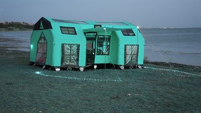 Space Capsule Şişme Çadır | Turkuaz | 16 m² | 12-14 Kişilik | 5 Mevsim