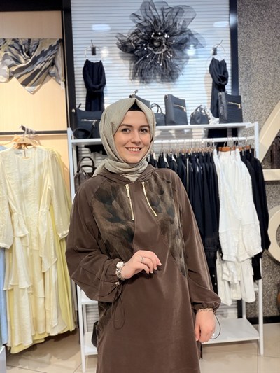 MODAL KUMAŞ DESEN VE FERMUAR DETAYLI TAKIM