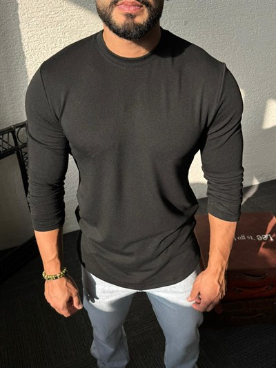 Siyah Uzun Kol Sweat