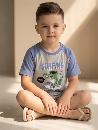 Erkek Çocuk Timsahlı Pijama Takımı 