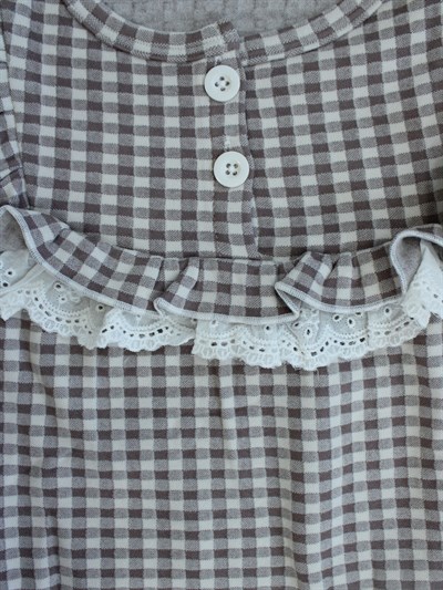 Kız Çocuk Fırfır Detaylı Pötikareli Pijama Takımı