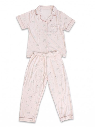 Kız Çocuk Yakalı Düğmeli Pijama Takımı