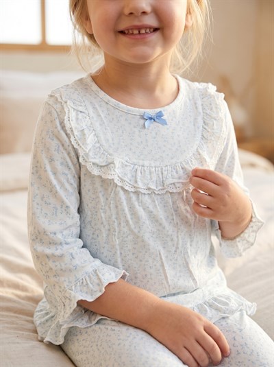 Kız Çocuk Fırfır Detaylı Pijama Takımı