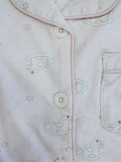 Kız Çocuk Yakalı Düğmeli Pijama Takımı