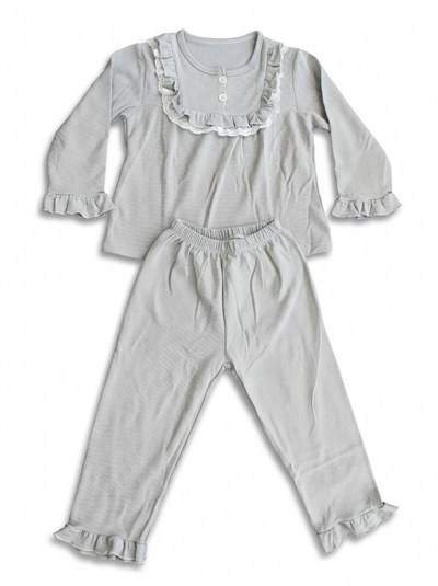 Kız Çocuk Fırfır Detaylı Puantiyeli Pijama Takımı