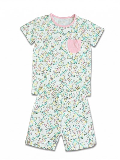 Kız Çocuk Tavşanlı Kısa Pijama Takımı