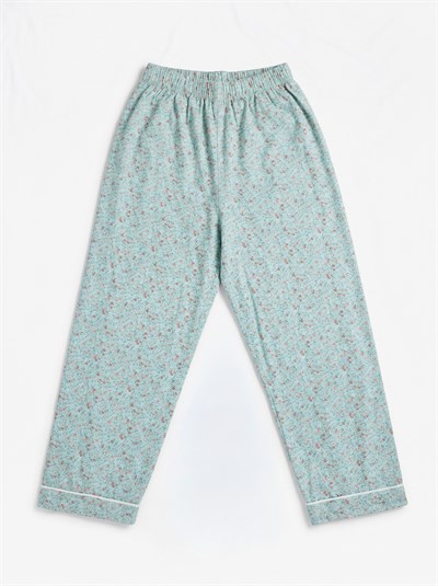 Kız Çocuk Düğme Detaylı Çiçekli Pijama Takımı