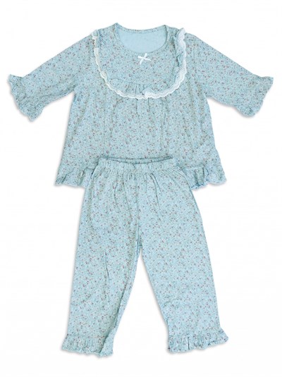 Kız Çocuk Fırfır Detaylı Çiçekli Pijama Takımı