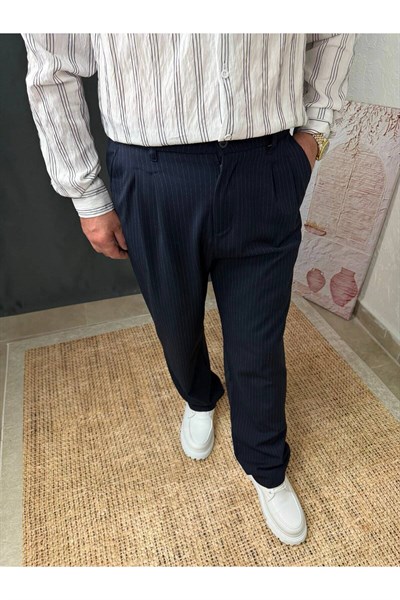 KENDİNDEN ÇİZGİLİ BAGGY PANTOLON