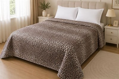 Çift Kişilik Pike Ultrasonic Kapitone 200*235 cm-Leopar