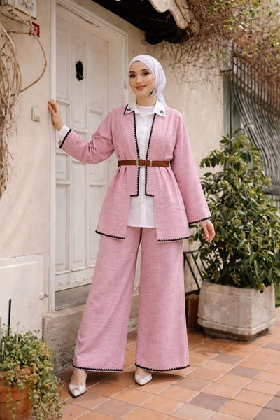 Kod 001 Keten Takım-Pembe