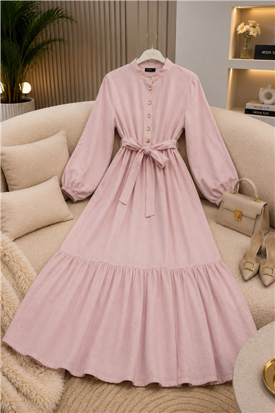 Muslin Elbise-Pudra