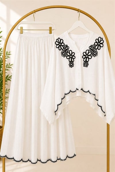 Muslin Kumaş Takım-Beyaz