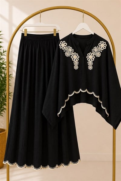 Muslin Kumaş Takım-Siyah