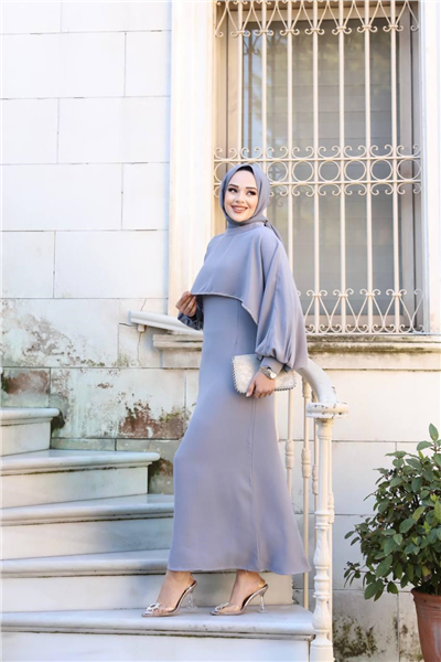 Taşlı Elbise-Gri
