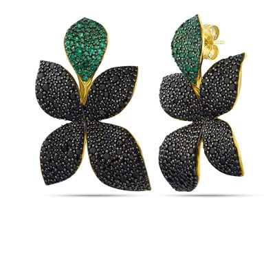 Green Black Violet Earring