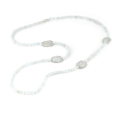 White Agate Pearl Crystal Necklace