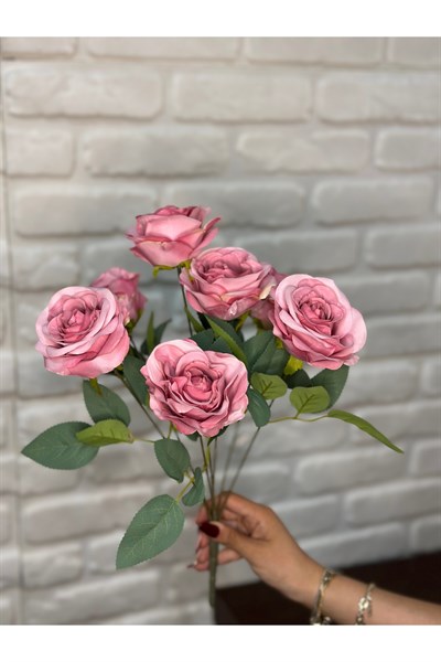 Yapay Koyu Pembe Gül Demeti 7li