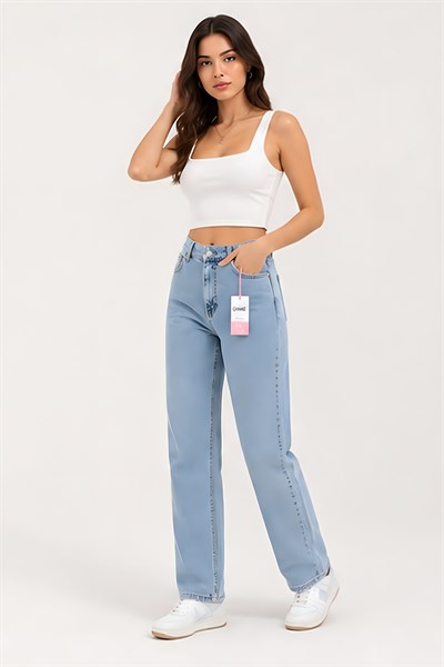 Lili Woman Kadın Açık Mavi Straight Fit Dame Palazzo Pantolon E.2026