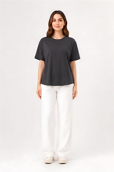 Lili Woman Kadın Antrasit Premium Basic Tişört K.4353