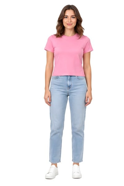 Lili Woman Kadın Basic Kısa Kol Crop Tişört E.8002PS