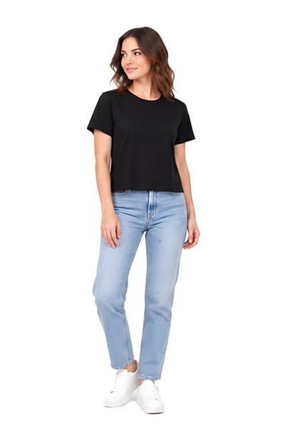 Lili Woman Kadın Basic Kısa Kol Crop Tişört E.8002PSS