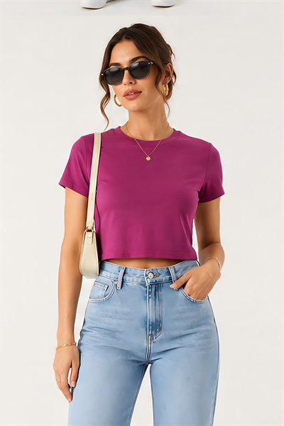 Lili Woman Kadın Basic Kısa Kol Crop Tişört E.8002P