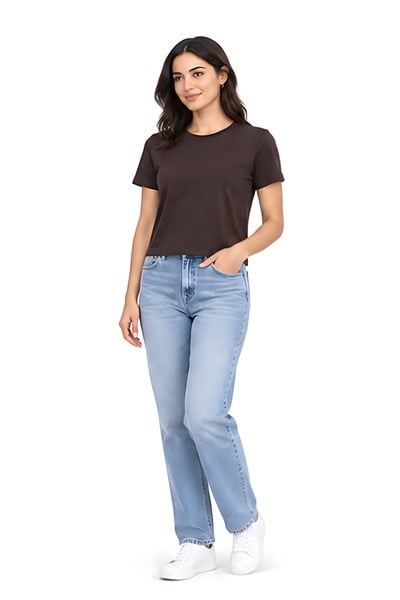 Lili Woman Kadın Basic Kısa Kol Crop Tişört E.8002K
