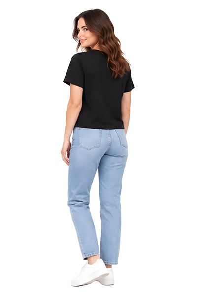 Lili Woman Kadın Basic Kısa Kol Crop Tişört E.8002PSS