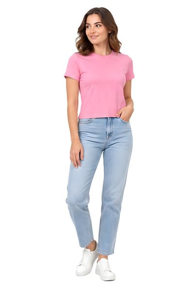 Lili Woman Kadın Basic Kısa Kol Crop Tişört E.8002PS