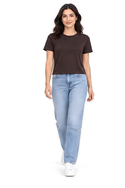 Lili Woman Kadın Basic Kısa Kol Crop Tişört E.8002K