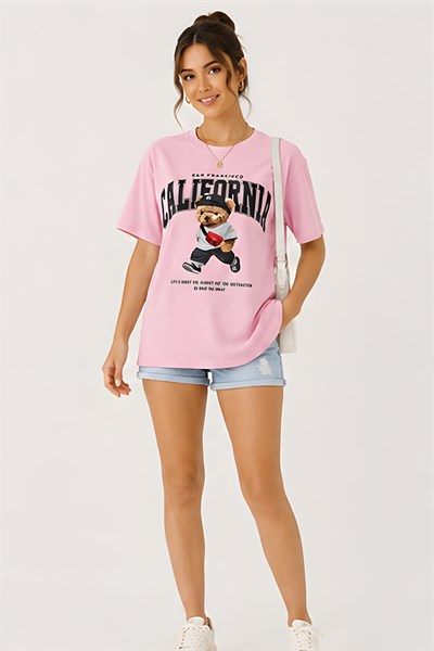 Lili Woman Kadın California Bear Baskılı Oversize T-Shirt E.2686