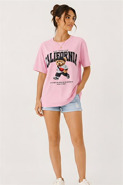 Lili Woman Kadın California Bear Baskılı Oversize T-Shirt E.2686