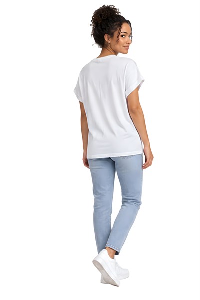 Lili Woman Kadın Cool Yazılı Aplikeli Kısa Kollu Tişört Beyaz LW.GK-TSH002BY