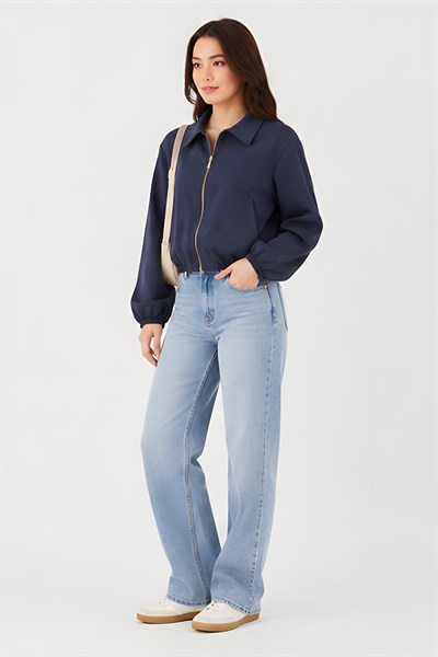 Lili Woman Kadın Crop Bomber Kadın Ceket Lacivert 9616