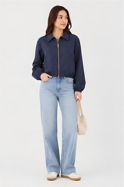 Lili Woman Kadın Crop Bomber Kadın Ceket Lacivert 9616