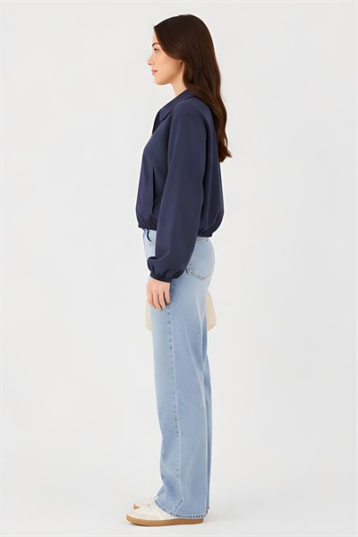 Lili Woman Kadın Crop Bomber Kadın Ceket Lacivert 9616