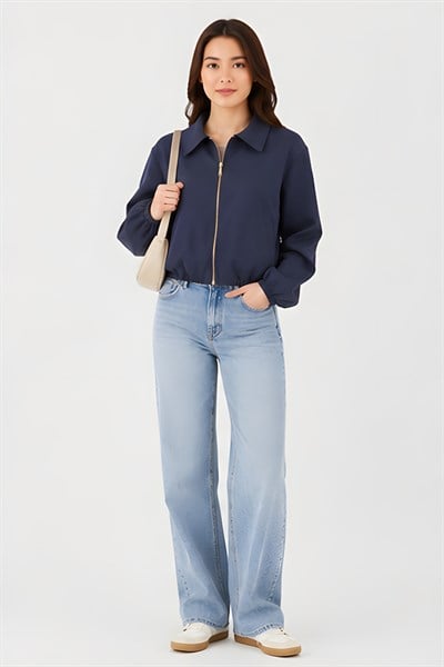 Lili Woman Kadın Crop Bomber Kadın Ceket Lacivert 9616